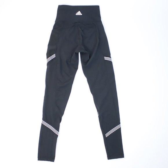 Adidas Womens XS Climalite High-Waisted Stripe Leg Leggings - Picture 3 of 4